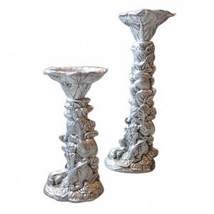 Vintage Arthur Court Rabbit Candle Sticks Aluminum Candleholders Rare set, 1989